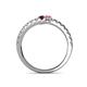 5 - Delise 3.40mm Round Red Garnet and Pink Sapphire with Side Diamonds Bypass Ring 