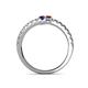 5 - Delise 3.40mm Round Blue Sapphire and Ruby with Side Diamonds Bypass Ring 