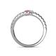 5 - Delise 3.40mm Round Pink Tourmaline and White Sapphire with Side Diamonds Bypass Ring 