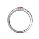 5 - Delise 3.40mm Round Pink Tourmaline and Amethyst with Side Diamonds Bypass Ring 