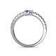 5 - Delise 3.40mm Round Amethyst and Blue Topaz with Side Diamonds Bypass Ring 