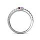 5 - Delise 3.40mm Round Red Garnet and Tanzanite with Side Diamonds Bypass Ring 
