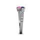 4 - Delise 5.00mm Round Blue and Pink Sapphire with Side Diamonds Bypass Ring 