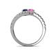 5 - Delise 5.00mm Round Blue and Pink Sapphire with Side Diamonds Bypass Ring 