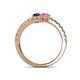 5 - Delise 5.00mm Round Blue and Pink Sapphire with Side Diamonds Bypass Ring 