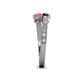 4 - Delise 5.00mm Round Blue Sapphire and Pink Tourmaline with Side Diamonds Bypass Ring 