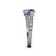 4 - Delise 5.00mm Round Blue Sapphire and Tanzanite with Side Diamonds Bypass Ring 
