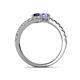 5 - Delise 5.00mm Round Blue Sapphire and Tanzanite with Side Diamonds Bypass Ring 
