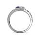5 - Delise 5.00mm Round Blue Sapphire and Diamond with Side Diamonds Bypass Ring 