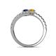 5 - Delise 5.00mm Round Blue Sapphire and Citrine with Side Diamonds Bypass Ring 