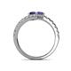 5 - Delise 5.00mm Round Blue Sapphire and Iolite with Side Diamonds Bypass Ring 