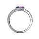 5 - Delise 5.00mm Round Blue Sapphire and Amethyst with Side Diamonds Bypass Ring 