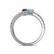 5 - Delise 5.00mm Round Blue Sapphire and Blue Topaz with Side Diamonds Bypass Ring 
