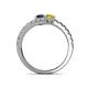 5 - Delise 5.00mm Round Blue and Yellow Sapphire with Side Diamonds Bypass Ring 