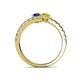 5 - Delise 5.00mm Round Blue and Yellow Sapphire with Side Diamonds Bypass Ring 
