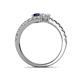 5 - Delise 5.00mm Round Blue and White Sapphire with Side Diamonds Bypass Ring 