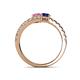 5 - Delise 5.00mm Round Pink and Blue Sapphire with Side Diamonds Bypass Ring 