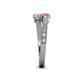 4 - Delise 5.00mm Round Pink and White Sapphire with Side Diamonds Bypass Ring 