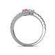 5 - Delise 5.00mm Round Pink and White Sapphire with Side Diamonds Bypass Ring 