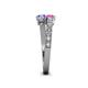 4 - Delise 5.00mm Round Pink Sapphire and Tanzanite with Side Diamonds Bypass Ring 