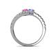 5 - Delise 5.00mm Round Pink Sapphire and Tanzanite with Side Diamonds Bypass Ring 