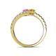 5 - Delise 5.00mm Round Pink Sapphire and Citrine with Side Diamonds Bypass Ring 