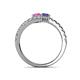5 - Delise 5.00mm Round Pink Sapphire and Iolite with Side Diamonds Bypass Ring 
