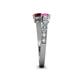 4 - Delise 5.00mm Round Pink Sapphire and Red Garnet with Side Diamonds Bypass Ring 