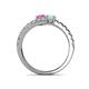 5 - Delise 5.00mm Round Pink Sapphire and Aquamarine with Side Diamonds Bypass Ring 