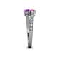 4 - Delise 5.00mm Round Pink Sapphire and Amethyst with Side Diamonds Bypass Ring 