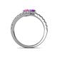 5 - Delise 5.00mm Round Pink Sapphire and Amethyst with Side Diamonds Bypass Ring 