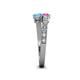 4 - Delise 5.00mm Round Pink Sapphire and Blue Topaz with Side Diamonds Bypass Ring 