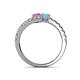 5 - Delise 5.00mm Round Pink Sapphire and Blue Topaz with Side Diamonds Bypass Ring 