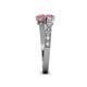 4 - Delise 5.00mm Round Pink Sapphire and Pink Tourmaline with Side Diamonds Bypass Ring 