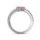 5 - Delise 5.00mm Round Pink Sapphire and Pink Tourmaline with Side Diamonds Bypass Ring 
