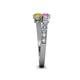 4 - Delise 5.00mm Round Pink and Yellow Sapphire with Side Diamonds Bypass Ring 