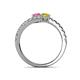 5 - Delise 5.00mm Round Pink and Yellow Sapphire with Side Diamonds Bypass Ring 