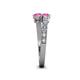 4 - Delise 5.00mm Round Pink Sapphire with Side Diamonds Bypass Ring 