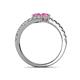 5 - Delise 5.00mm Round Pink Sapphire with Side Diamonds Bypass Ring 