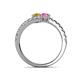5 - Delise 5.00mm Round Citrine and Pink Sapphire with Side Diamonds Bypass Ring 