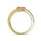 5 - Delise 5.00mm Round Citrine and Pink Tourmaline with Side Diamonds Bypass Ring 