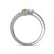 5 - Delise 5.00mm Round Citrine and Aquamarine with Side Diamonds Bypass Ring 