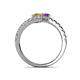 5 - Delise 5.00mm Round Citrine and Amethyst with Side Diamonds Bypass Ring 