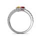 5 - Delise 5.00mm Round Citrine and Ruby with Side Diamonds Bypass Ring 