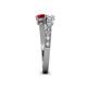 4 - Delise 5.00mm Round White Sapphire and Ruby with Side Diamonds Bypass Ring 