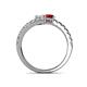 5 - Delise 5.00mm Round White Sapphire and Ruby with Side Diamonds Bypass Ring 