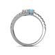 5 - Delise 5.00mm Round White Sapphire and Blue Topaz with Side Diamonds Bypass Ring 