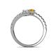 5 - Delise 5.00mm Round White Sapphire and Citrine with Side Diamonds Bypass Ring 