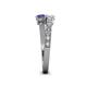 4 - Delise 5.00mm Round White Sapphire and Iolite with Side Diamonds Bypass Ring 