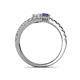 5 - Delise 5.00mm Round White Sapphire and Iolite with Side Diamonds Bypass Ring 